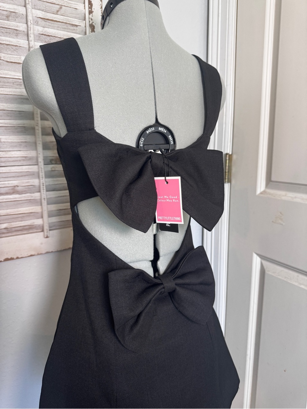 PrettyLittleThing Black Backless Dress with Double Bows